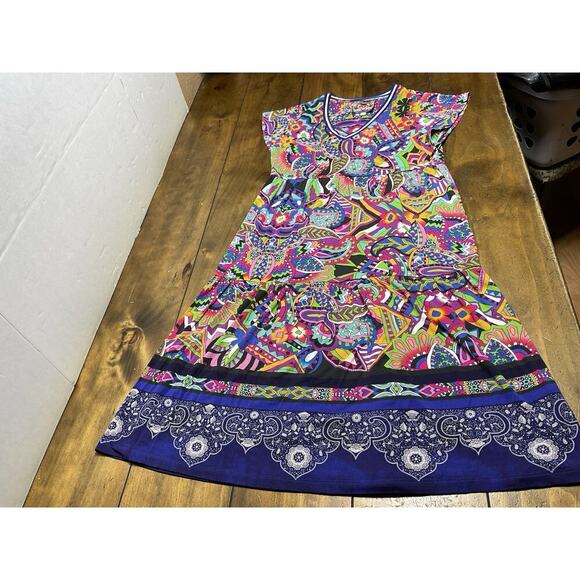 Johnnie Was The Janie Favorite Tiered Tea Length Dress Mix Paisley Pattern XS - Picture 1 of 10